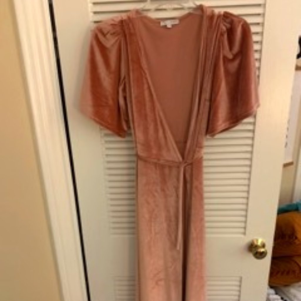Blush Velvet Bridesmaids Dress From Baltic Born (Size Medium)